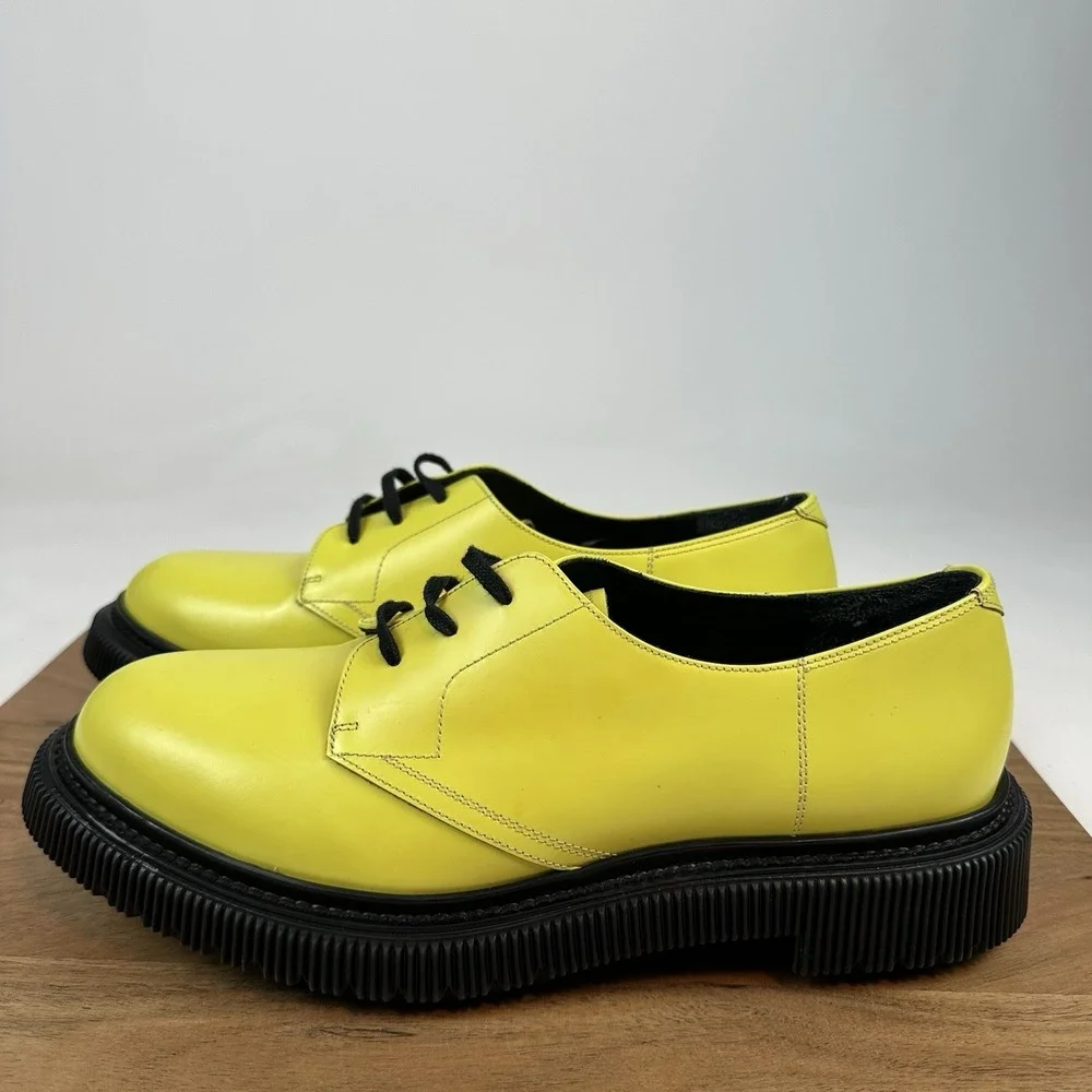 Mens Adieu Type‎ 101 Waxed Yellow Leather Platform Creepers Oxfords Size EU 43